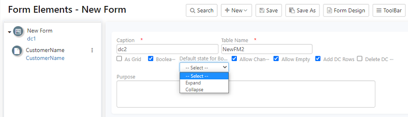 Agile developer lowcode Boolean DC Form' src=