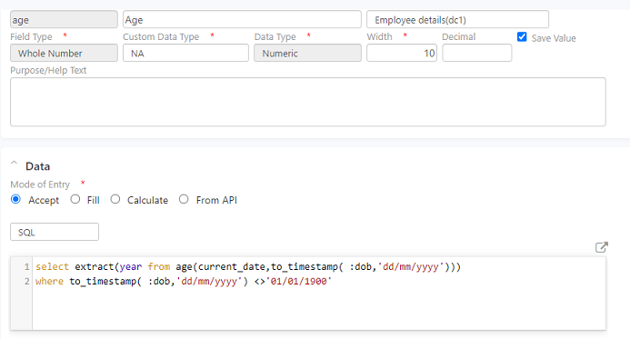 Agile developer lowcode SQL Fields